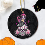 Sugar Skull Ornament Fairy Sugar Skull Breast Cancer Butterfly Pink Ribbon Happy Halloween Ornament Gift - Scotstee Shop
