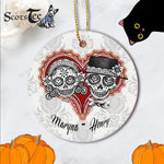Sugar Skull Ornament Personalized Ornaments Sugar Skull Couple Premium Halloween Ornament Gift - Scotstee Shop