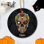Sugar Skull Ornament Personalized Ornaments Sugar Skull Of The Dead Cool Bone Head Skulls Gift Ornament - Scotstee Shop