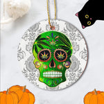 Sugar Skull Ornament Cool Day of Dead Sugar Skull Weed Happy Halloween Ornament Gift - Scotstee Shop