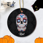 Sugar Skull Ornament Personalized Ornaments Sugar Skull 4th of July Gift Happy Halloween Ornament Gift - Scotstee Shop