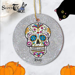 Sugar Skull Ornament Personalized Ornaments Sugar Skull Glitter Gift Happy Halloween Ornament Gift - Scotstee Shop