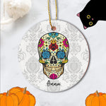 Sugar Skull Ornament Personalized Ornaments Flower Sugar Skull Of The Dead El Dia de Los Muertos Gift - Scotstee Shop