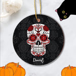 Sugar Skull Ornament Personalized Ornaments Flower Sugar Skull Halloween Gift Happy Halloween Ornament Gift - Scotstee Shop