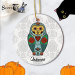 Sugar Skull Ornament Personalized Ornaments Sugar Skull Barn Owl Gift Happy Halloween Ornament Gift - Scotstee Shop