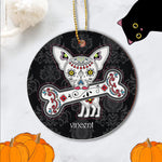Sugar Skull Ornament Personalized Ornaments Dia De Los Muertos Sugar Skull Chihuahua Happy Halloween Ornament Gift - Scotstee Shop