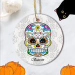 Sugar Skull Ornament Personalized Ornament Sugar Skull Day of Dead Dia de los Muertos Halloween Gift - Scotstee Shop