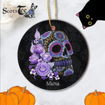 Sugar Skull Ornament Personalized Ornaments Purple Floral Black Sugar Skull Of The Dead Gift - Scotstee Shop