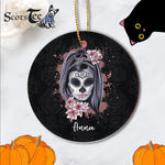 Sugar Skull Ornament Personalized Ornaments La Calavera Catrina Halloween Candy Sugar Skull Girl Gift - Scotstee Shop