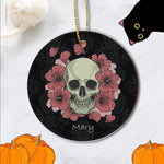 Sugar Skull Ornament Personalized Ornaments Floral Skull Dia de los Muertos Flower Hibiscus Happy Halloween Ornament Gift - Scotstee Shop