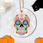 Sugar Skull Ornament Day of Dead Dia de los Muertos Sugar Skull Halloween Happy Halloween Ornament Gift - Scotstee Shop