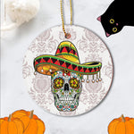 Sugar Skull Ornament Cowboy Sugar Skull Of The Dead Sugar Skull Funny Cinco de Mayo Happy Halloween Ornament Gift - Scotstee Shop
