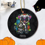 Sugar Skull Ornament Personalized Ornaments Pug Sugar Skull Mexico Dog Calavera Dia De Los Muertos Gift - Scotstee Shop