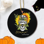 Sugar Skull Ornament But Did You Die Mom life Sugar Skull with Bandana Sunflower Halloween Ornament Gift - Scotstee Shop