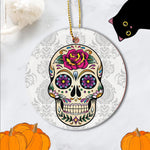 Sugar Skull Ornament Day of Dead Sugar Skull with Rose Happy Halloween Ornament Gift Halloween Tree Decorations Halloween Gift - Scotstee Shop