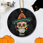 Sugar Skull Ornament Personalized Ornaments Sugar Skull with Hat Dia de Muertos Gift Happy Halloween Ornament Gift - Scotstee Shop