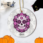 Sugar Skull Ornament Personalized Ornaments Purple Sugar Skull Gift Happy Halloween Ornament Gift - Scotstee Shop