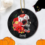 Sugar Skull Ornament Personalized Ornaments Flower Skull Sugar Roses Women Halloween Gift Happy Halloween Ornament Gift - Scotstee Shop