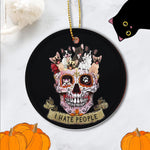 Sugar Skull Ornament Cute French Bulldog I Hate People Sugar Skull Dog Happy Halloween Ornament Gift - Scotstee Shop