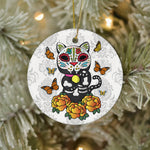 Sugar Skull Ornament Dia de los Muertos Monarch Butterfly Sugar Skull Cat Gift - Scotstee Shop