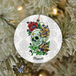 Sugar Skull Ornament Personalized Ornaments Sugar Skull Flowers Day Of Dead Dia Muertos Halloween Ornament Gift - Scotstee Shop