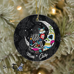 Sugar Skull Ornament Personalized Ornaments Sugar Skull Cat And Moon Gift Happy Halloween Ornament Gift - Scotstee Shop