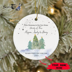 Scotstee Shop - First Christmas In Our New Home Ornament Personalize Name Family Greenery First Christmas as a Family of Three Ceramic Ornament