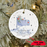 Scotstee Shop - Personalize Name Family Mailbox Our First Christmas in our new home Ceramic Ornament, Home Sweet New Home Christmas Ornament