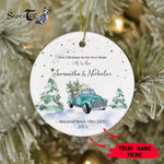 Scotstee Shop - First Christmas In Our New Home Ornament Personalize Name Family Rustic Farmhouse Truck First Christmas Mr & Mrs Ceramic Ornament