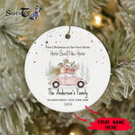 Scotstee Shop - Personalize Name Family Our First Christmas as a Family Watercolor Car Ceramic Ornament, First Christmas In Our New Home Ornament