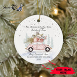 Scotstee Shop - Personalize Name Family Our First Christmas as a Family of Three Gnome Ceramic Ornament, First Christmas In Our New Home Ornament