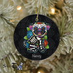 Sugar Skull Ornament Personalized Ornaments Pug Sugar Skull Mexico Dog Calavera Dia De Los Muertos Gift - Scotstee Shop