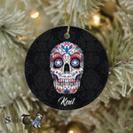 Sugar Skull Ornament Personalized Ornaments Sugar Skull 4th of July Gift Happy Halloween Ornament Gift - Scotstee Shop