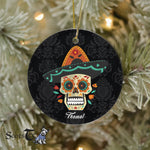 Sugar Skull Ornament Personalized Ornaments Sugar Skull with Hat Dia de Muertos Gift Happy Halloween Ornament Gift - Scotstee Shop