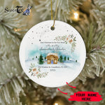 Scotstee Shop - Circle Ceramic Ornament (2 sided) - Personalize Name Family Watercolor Our First Christmas in our new home Ceramic Ornament