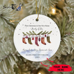 Scotstee Shop - Personalize Name Family First Christmas as a Family of Five With Socks Family Christmas Ornament, First Christmas In Our New Home Circle Ornament