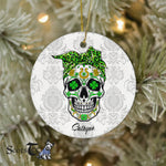 Sugar Skull Ornament Personalized Ornaments Sugar Skull Style St Patricks Happy Halloween Ornament Gift - Scotstee Shop