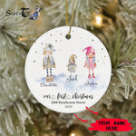 Scotstee Shop - Personalize Name Family Cute Gnomes Family of Three First Christmas Ornament, My First Christmas Circle Ornament