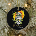 Sugar Skull Ornament But Did You Die Mom life Sugar Skull with Bandana Sunflower Halloween Ornament Gift - Scotstee Shop