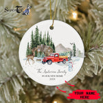Scotstee Shop - Personalize Name Family New Home Holiday Moving Announcement Truck Ceramic Ornament Gift Christmas