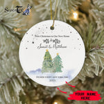 Scotstee Shop - Personalize Name Family Engagement Mr and Mrs First Christmas Gift Ornament, First Christmas In Our New Home Circle Ornament