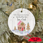 Scotstee Shop - Personalize Name Family Gingerbread House Ceramic Ornament, First Christmas In Our New Home Ornament