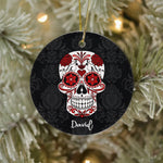 Sugar Skull Ornament Personalized Ornaments Flower Sugar Skull Halloween Gift Happy Halloween Ornament Gift - Scotstee Shop
