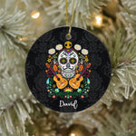 Sugar Skull Ornament Personalized Ornaments Flower Guitar Skull of the Dead Gift Happy Halloween Ornament Gift - Scotstee Shop