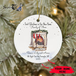 Scotstee Shop - Personalize Name Family Family of Three First Christmas Ornament, First Christmas In Our New Home Circle Ornament