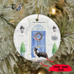 Scotstee Shop - Personalize Name Family Border Collie Front Door Christmas New Home Ceramic Ornament