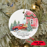 Scotstee Shop - First Christmas Our In New Home Circle Ornament Vintage Red Truck First Christmas New Home Ceramic Ornament