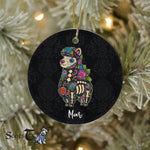 Sugar Skull Ornament Personalized Ornaments Llama Sugar Skull Mexico Alpaca Calavera Dia De Los Muertos Gift - Scotstee Shop