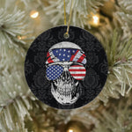 Sugar Skull Ornament American Flag Skull July 4th Halloween Ornament Gift - Scotstee Shop