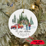Scotstee Shop - Personalize Name Family First Christmas In Our New Home Watercolor winter Ceramic Ornament